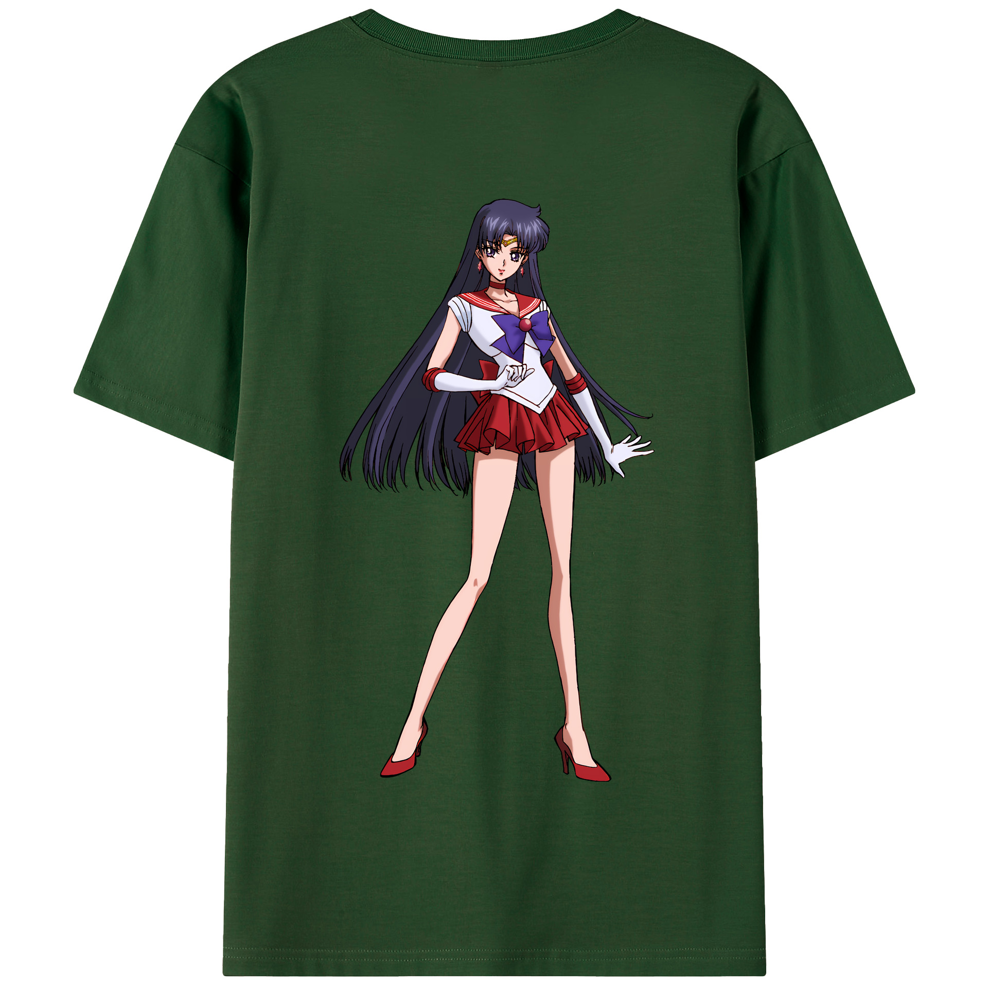 （画像用） 美少女戦士セーラームーン 火野レイ ひの レイ Sailor Moon Hino Rei （セーラーマーズ,Sailor Mars） 綿100％半袖Tシャツ（背面プリント）